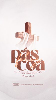 Feliz Páscoa Tempo de Renovação Arte para Redes Sociais PSD Editável