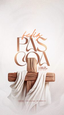 Feliz Páscoa Ele Ressuscitou Que a Ressurreição Traga Paz PSD Editável