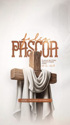 Feliz Páscoa O Amor de Cristo Renova Banner Celebrativo PSD Editável