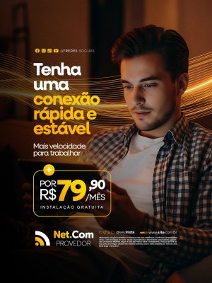 Provedor de Internet Conexão Rápida e Estável PSD Editável