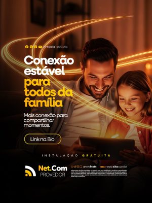 Provedor de Internet Conexão Estável Para Família PSD Editável