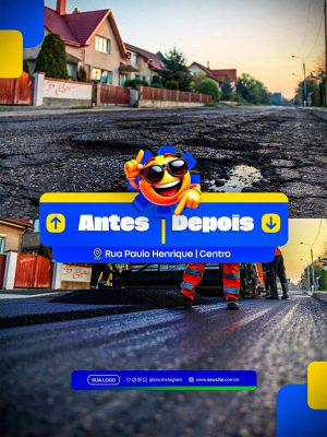 Antes e Depois Reparo de Rua Pavimentação Imagem PSD Editável