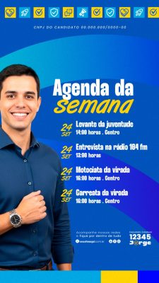 Story Agenda da Semana Campanha Eleitoral Digital Vibrante PSD Editável