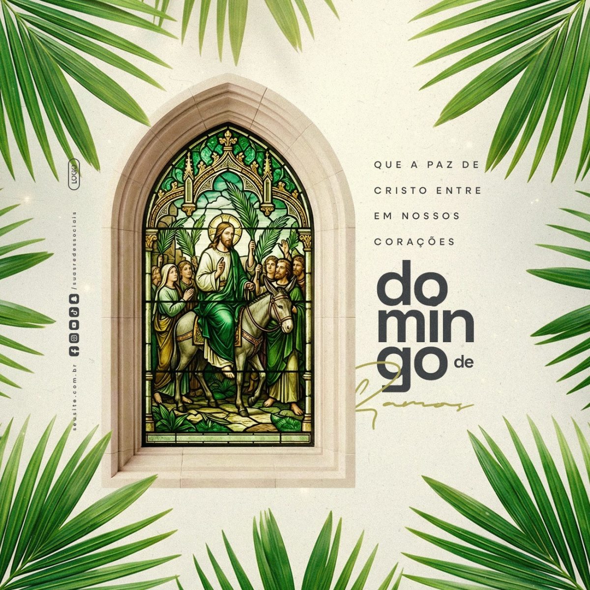 Domingo de Ramos 29  de Maço Paz de Cristo PSD Editável