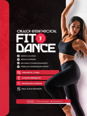 Aula de Dança Fit Dance Queima Calorias PSD Editável