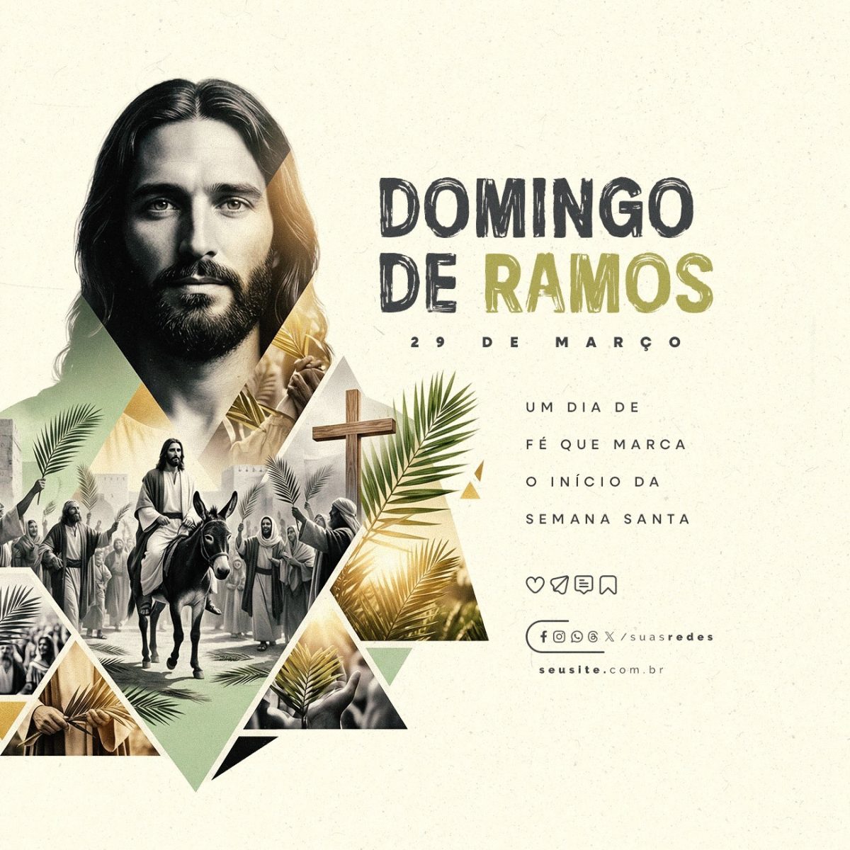 Domingo de Ramos 29 de Março Um Dia de Fé PSD Editável