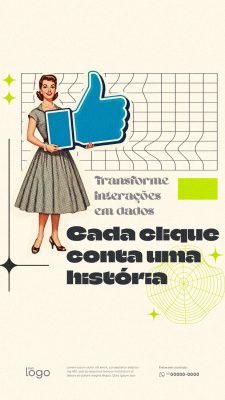 Story Marketing Digital Análise de Dados  Interações Retrô PSD Editável