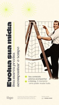 Marketing Digital Evolua Sua Mídia Marketing Estratégico Conteúdo Vintage PSD Editável