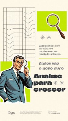 Marketing Digital Análise Dados O Novo Ouro para Crescer Story Retrô PSD Editável