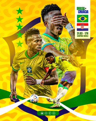 FLYER ESPORTIVO FUTEBOL SELEÇÃO BRASIL vs CROÁCIA AMISTOSO PSD EDITÁVEL