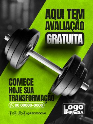 Academia Avaliação Gratuita Comece Sua Transformação PSD Editável