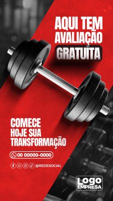 Academia Avaliação Gratuita Comece Sua Transformação PSD Editável