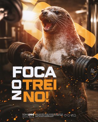 Foca no Treino Academia Exercício Publicidade Criativa PSD Editável
