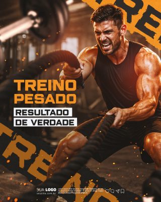 Treino Pesado Resultado de Verdade Fitness Academia PSD Editável