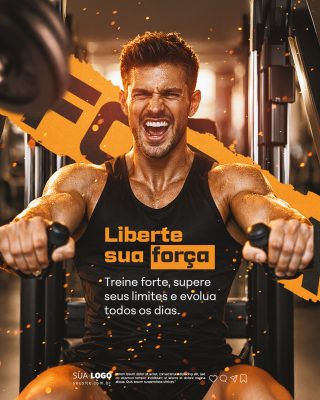 Fitness Treine Forte Libere Sua Força PSD Editável