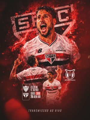 Brasileirão Atlético-MG vs São Paulo Transmissão ao Vivo Futebol PSD Editável