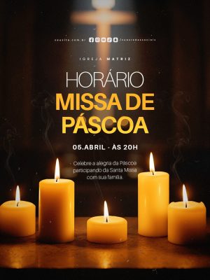 Horário Missa de Páscoa 05 Abril Celebre PSD Editável