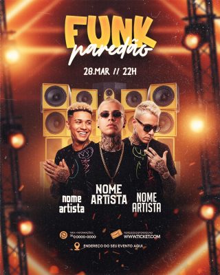 Funk Paredão Evento Musical 28 Março Flyers Dinâmicos PSD Editável