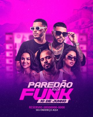 Paredão do Funk 10 de Junho Flyer Musical Criativo PSD Editável