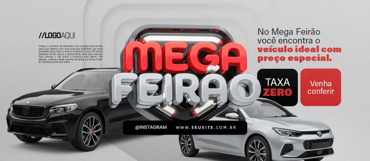 Banner Mega Feirão Veículo Ideal Com Preço Especial PSD Editável