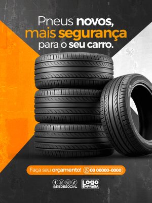 Pneus Novos Mais Segurança Seu Carro Design Moderno PSD Editável