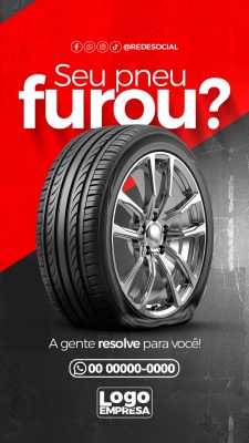 Pneu Furado Seu Carro Precisa de Ajuda PSD Editável