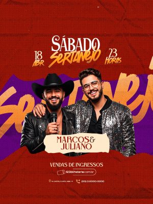 Flyer Próximos Shows Sábado Sertanejo Sertanejo PSD Editável