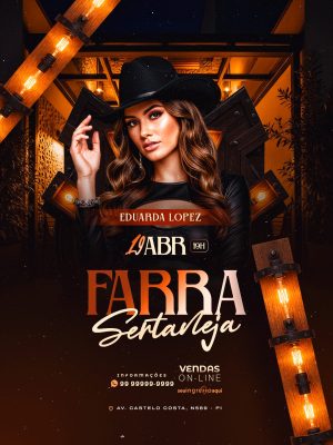 Flyer Próximos Shows Festa Farra Sertaneja Eduarda Lopez PSD Editável