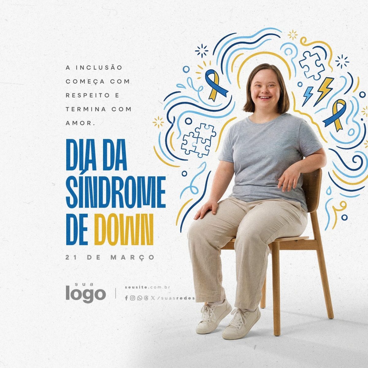 Dia da Síndrome de Down 21 de Março PSD Editável