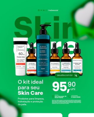 Farmácia Skin Care Kit Ideal Limpeza Hidratação Proteção da Pele PSD Editável
