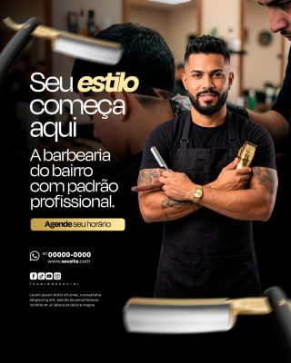Barbearia Social Media PSD Editável
