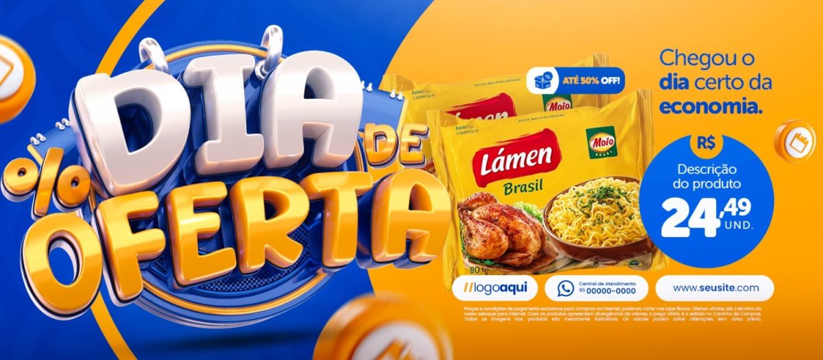 Banner Dia de Oferta Chegou o Dia Certo da Economia PSD Editável