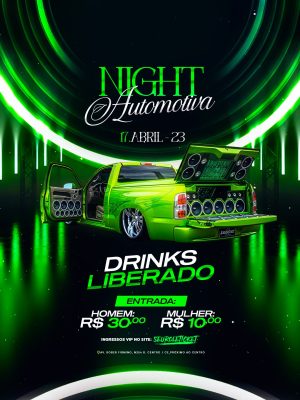 Flyer Próximos Shows Night Automotiva Drinks Liberado PSD Editável