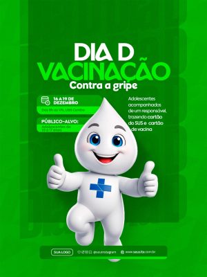 Vacinação Dia D Contra Gripe Dezembro PSD Editável