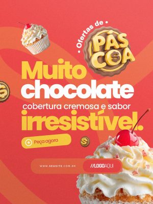 Ofertas de Páscoa Muito Chocolate Sabor Irresistível PSD Editável