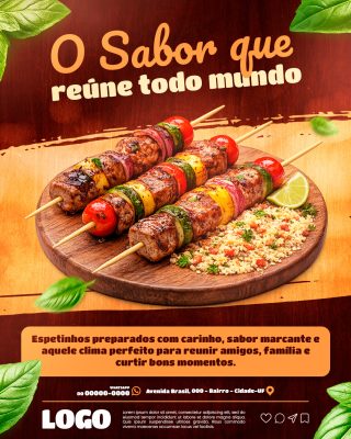 Espetinhos Sabor que Reúne Todo Mundo PSD Editável