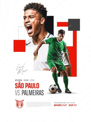 Brasileirão Futebol São Paulo vs Palmeiras Transmissão ao Vivo PSD Editável