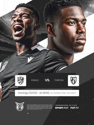 Brasileirão  Futebol Vasco vs Grêmio Domingo Transmissão Ao Vivo PSD Editável