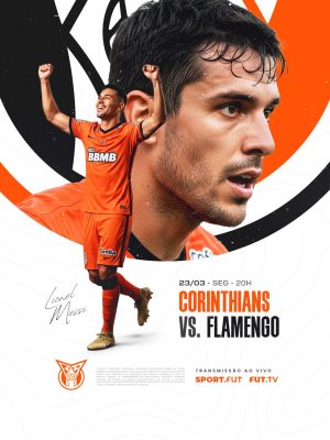 Brasileirão Futebol Corinthians vs Flamengo Transmissão ao Vivo PSD Editável