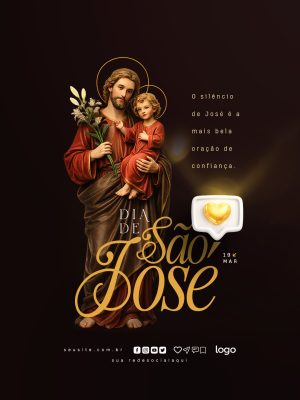 São José Dia de São José 19 Março Arte Religiosa Oração PSD Editável