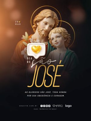 Dia de São José 19 Março Homenagem ao Glorioso Patrono PSD Editável
