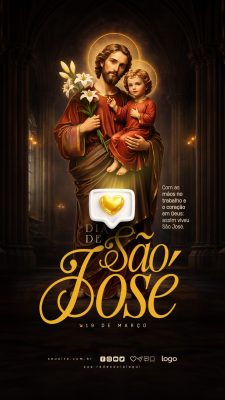 Dia de São José 19 de Março Imagem Religiosa Festiva PSD Editável