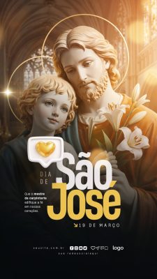 Dia de São José 19 de Março Homenagem Fé Divina PSD Editável