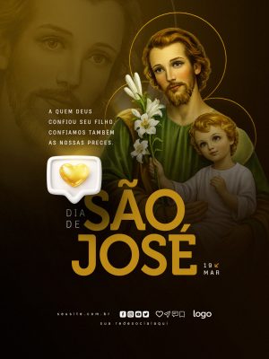 Dia de São José 19 Março Gratidão e Preces Modelo PSD Editável