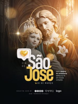 São José Dia de São José 19 de Março Template Religioso PSD Editável