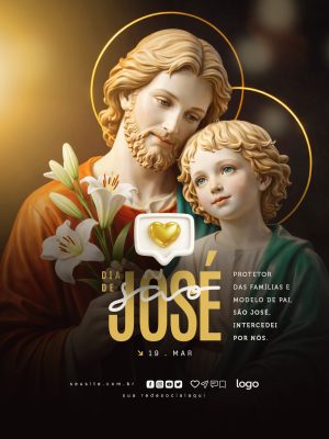 São José 19 Março Protetor das Famílias Arte Religiosa PSD Editável