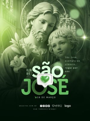 Dia de São José 19 de Março Design Religioso Festivo PSD Editável