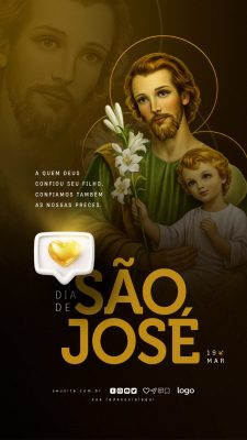 Dia de São José 19 Março Oração Festividade Religiosa PSD Editável