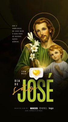 Dia de São José 19 Março Fé Humildade Guia Divino PSD Editável