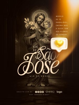 São José 19 de Março Modelo de Fé Banner Religioso PSD Editável